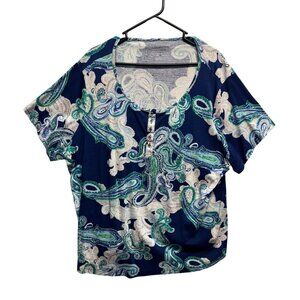 Croft & Barrow Colorful Paisley Cotton Casual Top Size 3X